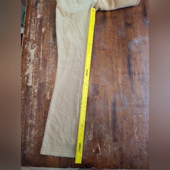 WT02 Sweatpants Flare Leg Beige Women's Medium Tall Used Elastic Tie Waist Pants - Picture 4 of 10